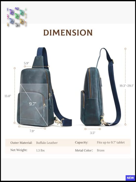 Genuine Leather Sling Bag Crossbody Shoulder Backpack Hiking Daypack Travel RFID main image 7